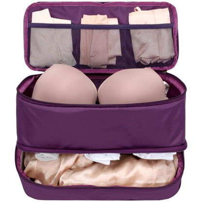 Cambond Travel Underwear Organizer Bag - 4-in-1 Lightweight Double Layer Bra Underwear Travel Bag Organizer, Portable Expandable Compression Packing Organizer, Packing Cubes for Women