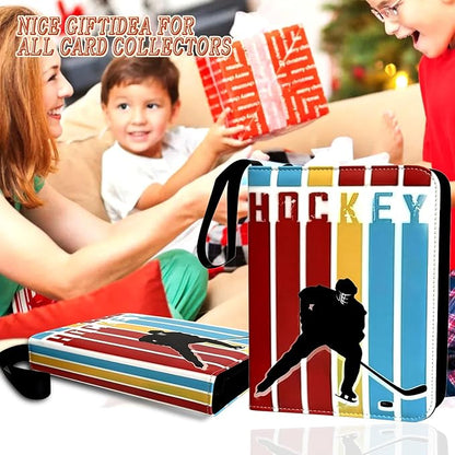 900 Pocket Zippered Hockey Card Binder 9-Pocket Trading Card Album with 50 Removable Sleeves PU Leather Waterproof Sports Card Holder for NHL Hockey Cards Storage Display Case Gift