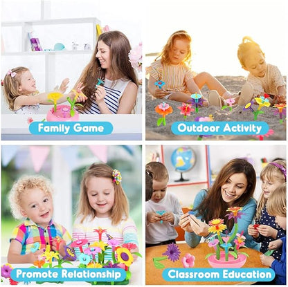 BEMITON Flower Building Toy Set for Girls Best Birthday Gifts for 3 4 5 6 7 Year Old Kids Arts and Crafts Kit for Toddlers STEM Activities and Gardening Pretend Playset 148 pcs