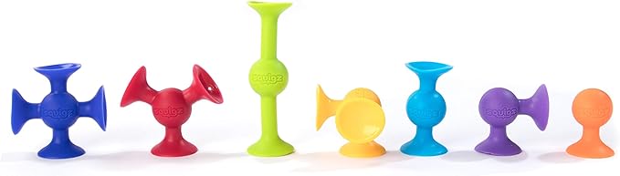 Fat Brain Toys Squigz Deluxe Set - 50-Piece Suction Construction Toys Suction Bath Toys Sensory Toys for Kids 3 and Up