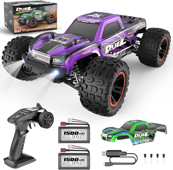 HAIBOXING 1:14 RC Truck 39km/h High-Speed RC Car4WD Hobby Remote Control Car Electric Vehicle with 2.4 GHz Remote Control 4X4 Waterproof Off-Road Truck with 2 Rechargeable Batteries 2 Shells