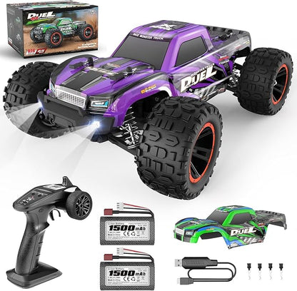 HAIBOXING 1:14 RC Truck 39km/h High-Speed RC Car4WD Hobby Remote Control Car Electric Vehicle with 2.4 GHz Remote Control 4X4 Waterproof Off-Road Truck with 2 Rechargeable Batteries 2 Shells