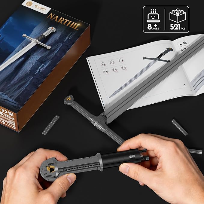Epic Medieval-Style Sword Building Sets. Anime RPG Toy Narthil for Display Collectors &amp Roleplay. DIY Assembly Model for Home &amp Office Decor for Fans Adults &amp Kids 8+ (521 PCS)
