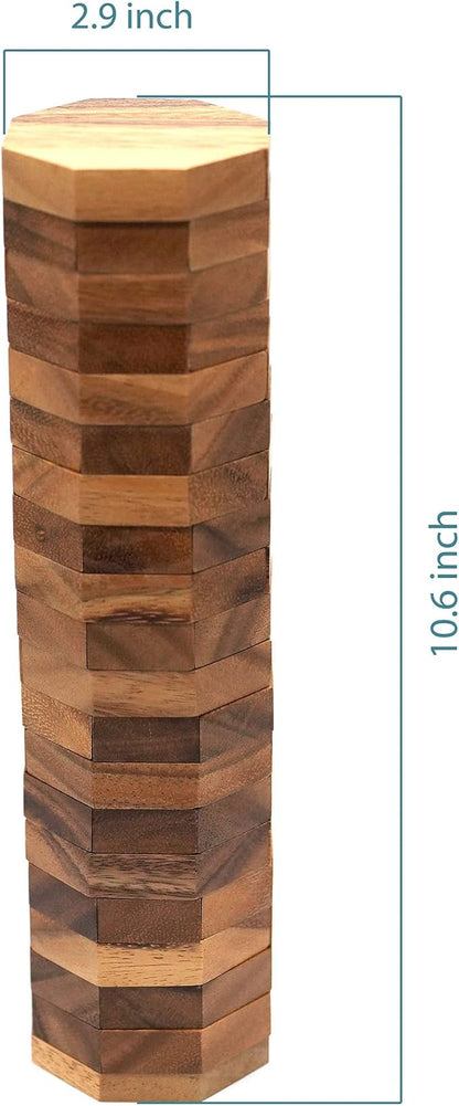 BSIRI Octa Tumbling Tower Game - Wooden Stacking Game Outdoor Games for Adults and Family Ideal for Game Night Home Decor for Living Room Classroom Office