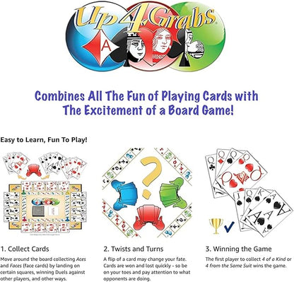 Up 4 Grabs – The Wild Card-Playing Board Game Packed with Twists and Turns – Classic Family &amp Adult Game Night Fun