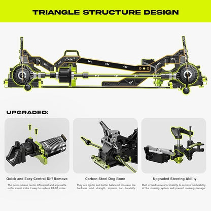 AMORIL 1/10 RTR Brushless Fast RC Cars for AdultsMax 50mph Hobby Electric Off-Road Monster TruckWaterproof High Speed RC Car 4WD Remote Control Car with 3S LipoGreen