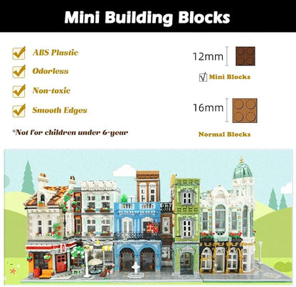 ZenithFlow Street View Building Blocks Kit Gem Store Mini Blocks Construction Toys European Architecture Model House Store Building Set Idea Gifts Home Decoration Collection for Adults 3115 PCS