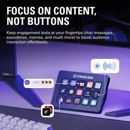 Elgato Stream Deck MK.2 – Studio Controller, 15 macro keys, trigger actions in apps and software like OBS, Twitch, YouTube and more, works with Mac and PC