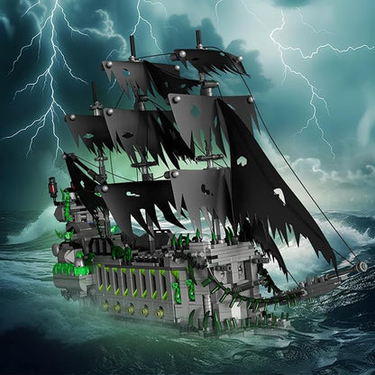 1573 Pcs Pirate Ship Building Set with LED LightSTEM Ghost Ship Flying Dutchman Building ToyModel Boat Mini Brick Kit Home Office DecorHalloween Easter Gift for Adults Boys Kids Ages 14+