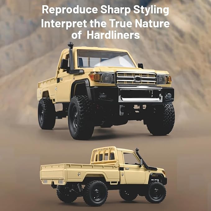 RC Crawler 1:12 Scale MN82 RC Crawler 4WD LC79 Land Cruiser Rock Crawlers with Lights Speed Adjustment Servo Tires 2.4Ghz RTR RC Rock Truck for Teens Adults(Yellow)