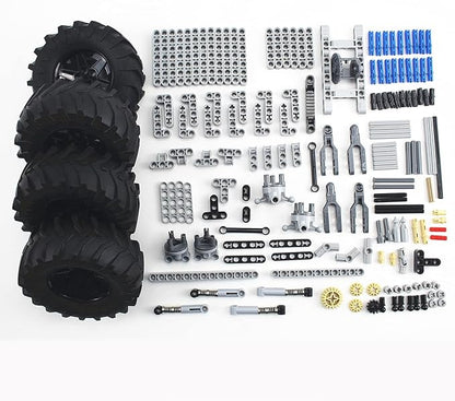 Technics Parts Vehicles Suspension System with Tire 107x44 Technical Parts Set Compatible with All Major Brands MOC Parts Building Toy DIY Accessories (200pcs)