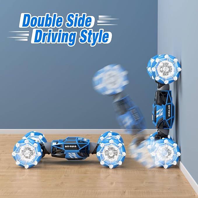 Gesture RC Car Gesture Sensing RC Stunt Car Toys with Lights &amp Dance for Kids 6-12 yr 2.4GHz 4WD Hand Remote Control with Lights Music Off-Road 360° Rotation Drift for Birthday Toy Gifts-(BLUE)