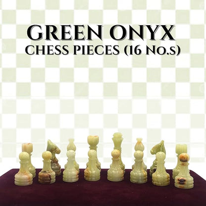 Handcrafted Premium Marble Chess Pieces Set – Elegant 32-Piece Replacement for 12-15 Inch Chess Boards Storage Box (Coral and Green)