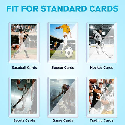 400 Hard Plastic Trading Card Protector - 200 Hard Card Sleeves and 200 Soft Card Sleeves 35pt Rigid 3x4 Card Holders Clear Open-Top Card Sleeve Fits Standard Trading Baseball Sport Game Cards