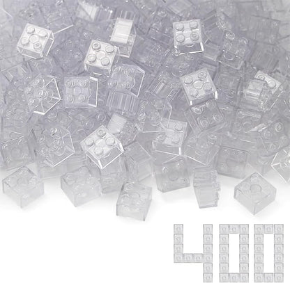 Feleph 2x2 Bricks Clear 400 Pieces Parts Classic Building Creative Play Blocks Set Toy Compatible with 3003 Major Brands for Children