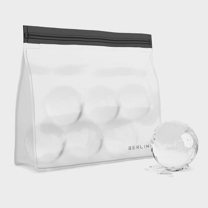 BERLINZO Large Reusable Ice Storage Bag - Freezer Safe Leak Proof Silicone and Plastic-Free Lunch Bag for Ice and Food Storage - BPA-Free XL Size