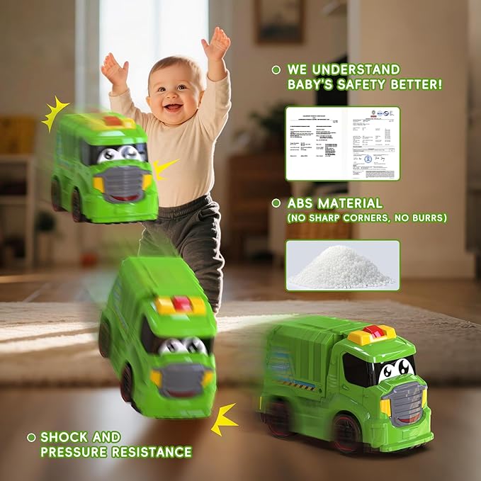 Remote Control Garbage Truck Toys for Toddlers 1-3 with Lights &amp Sounds RC Recycling Vehicle for Kids 3-8 Durable Waste Management Trash Truck for Boys &amp Girls