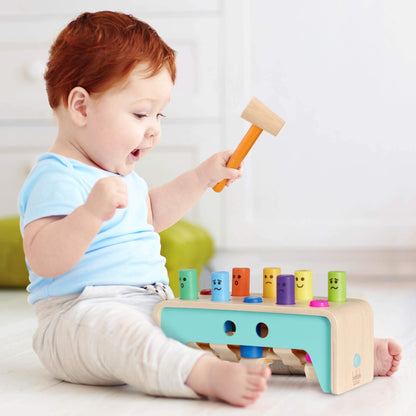 Battat – Wooden Hammer Toy for Kids, Toddlers – Pounding Bench with Pegs and Mallet – Colorful Developmental Toy – 1 Year + – Pound & Count Bench