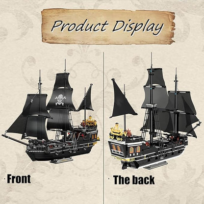 Black Pearl Pirate Ship Mini Building Blocks Set（1424PCS） Building Set Model Toys Gifts for Kid and AdultInteresting Gifts for MOC Pirate Ship Enthusiasts