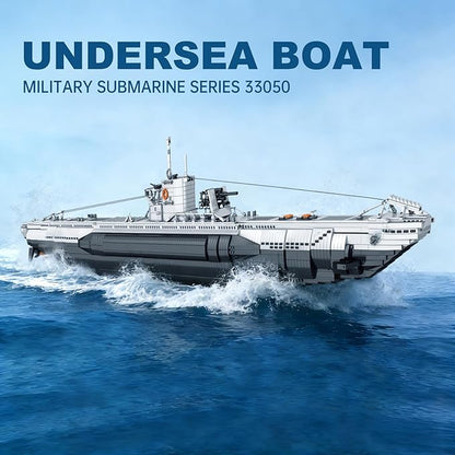 Reobrix U-Boat Submarine Building Set for Adults 3660Pcs Military Warship Model Kit with Stand WWII Collectible Battleship Display with Interior Details Creative Gift for Military Fans 14+