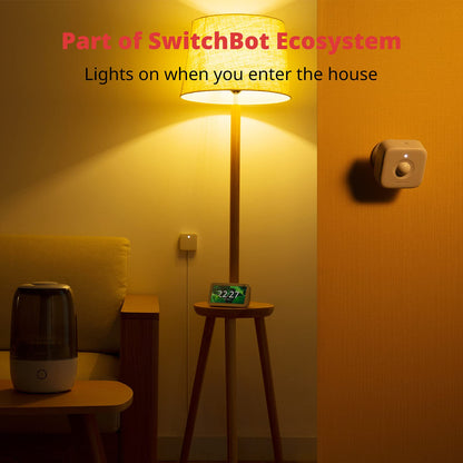Smart Motion Door Sensor - Wireless PIR Motion Detector for Home Security, Compatible with Alexa, Google Assistant & Apple Home via SwitchBot Hub, Easy Installation, Real-Time Alerts (2025-White)