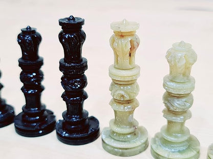 StonKraft - Natural Stone Chess Pieces Chessmen Chess Coins (3 King) | Chess Accessories | Board Games (White and Brown)