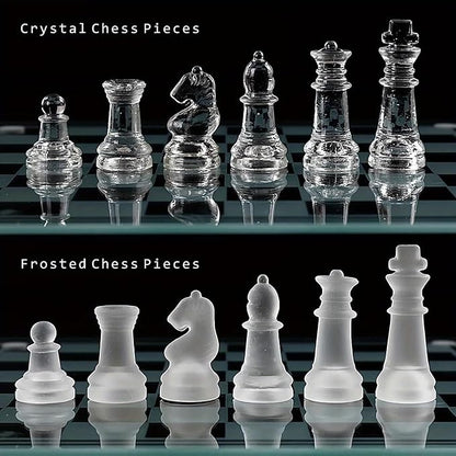 Elegant 10-Inch Glass Chess Set – Premium Quality Board Game for All Ages Ideal Gift for Chess Lovers &amp Stylish Home Decor