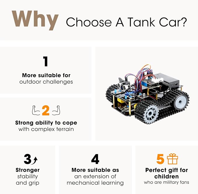 Robotics Kit for Kids Ages 8–12 Smart Robot Tank Car Compatible with Arduino &amp Scratch &amp Python STEM Toys for Boys Ages 8–12 App &amp Remote Control Birthday Coding Gift for Boys Girls a