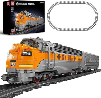 Mould King 12018 Train Building Block Kits MOC EMD F7 Internal Combustion Locomotive Model Building Blocks Set Gift for Age 14+/Adult (1541 Pieces with Rail/Motor APP Remote Control)