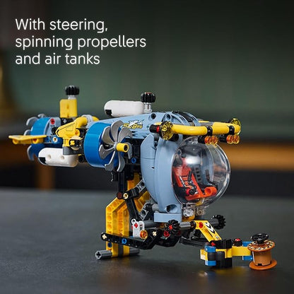 LEGO Technic Deep-Sea Research Submarine Toy - Building Toy for Kids Boys and Girls Ages 9+ - Creative and Unique Gift Idea for Birthdays - Movable Propellers and More - 42201