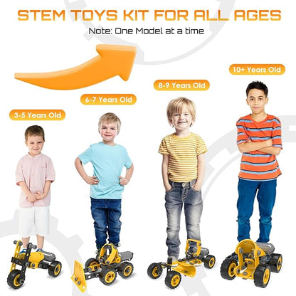 10 in 1 Kids STEM Building Toys Electric Building Blocks Toys Set for 5 6 7 8+ Year Old Boy Educational STEM Learning Construction Excavator Kit for Kids Age 4-8 5-7 6-8 8-10
