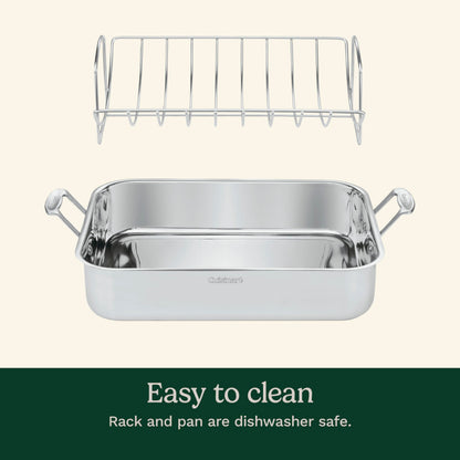 Cuisinart 16-Inch Roaster, Chef's Classic Rectangular Roaster with Rack, Stainless Steel, 7117-16URP1