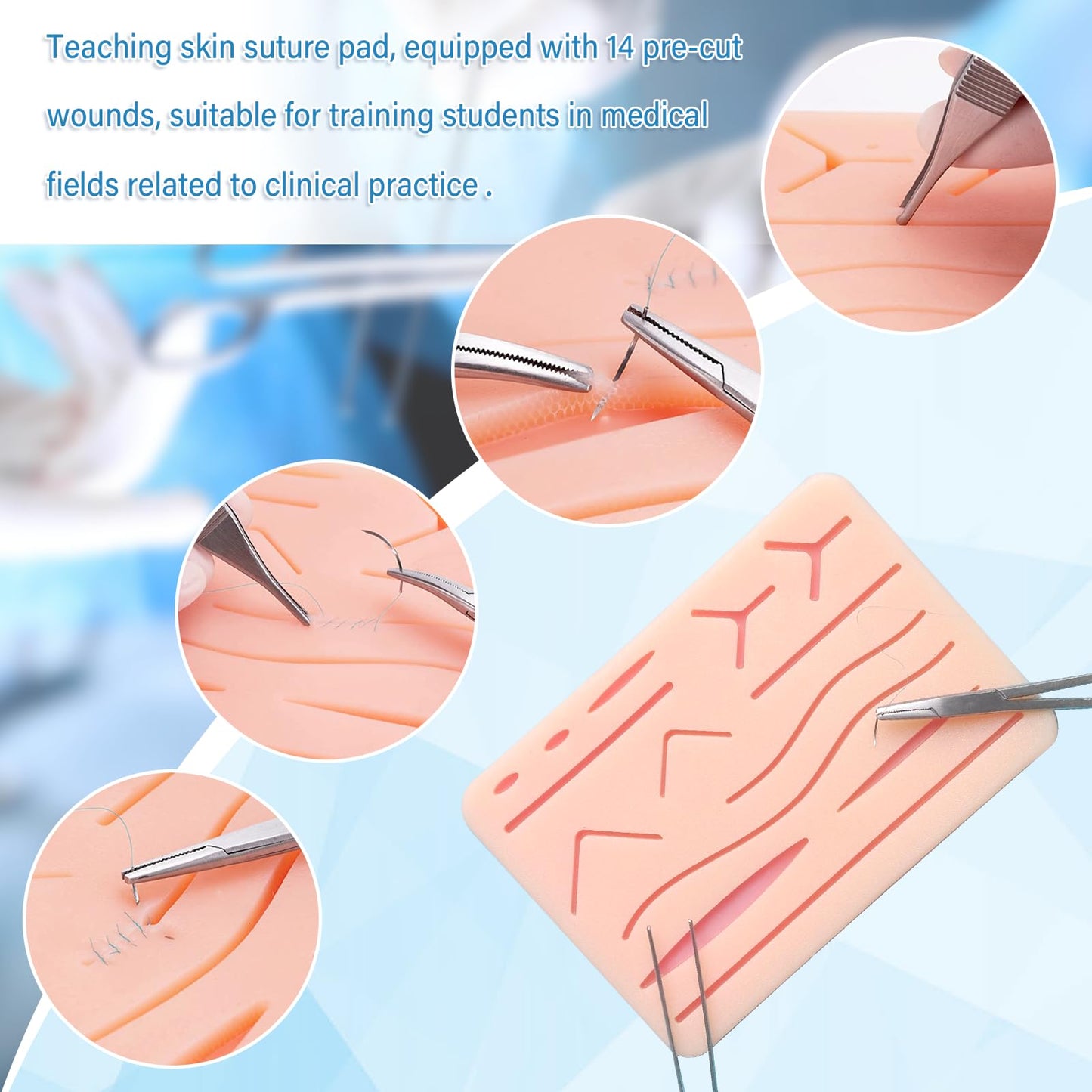 Spectabilis Suture Practice Kit for Medical Students, Silicone Pad Surgery Wounds Closure Suturing, Supplies for Vet Nursing Students Surgical Stitches Kits De Suturas Med School Essentials.
