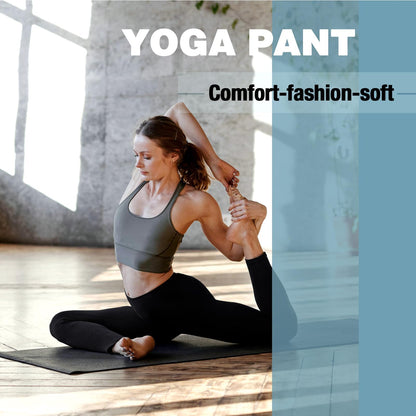 SINOPHANT High Waisted Leggings with Pockets Women, Full Length Capri Buttery Soft Stretchy Yoga Pants(Full Black,L-XL)