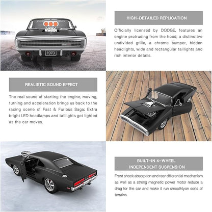 RASTAR RC Cars 1:16 Fast &amp Furious 1970 Dodge Charger R/T Remote Control Car Toy Muscle Cars for Boys Matt Black 2.4G