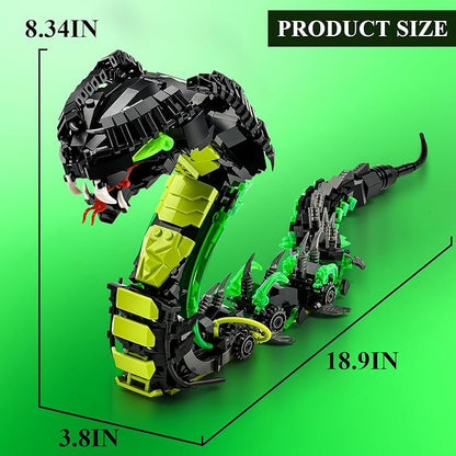 Mechanical Snake Building Sets Creative Snake Animal Collection Toy Adult Home or Office Decor STEM Building Toy Gift for Teens Girl and Boys 8-14 (689PCS)