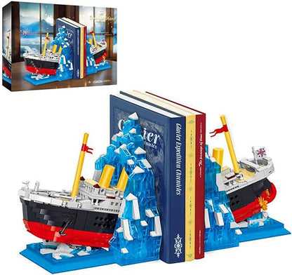 Titanic Building Set Ship Book Nook Kit 2 in 1 Compatible with Regular Size Bricks Cruise Boat Model with Glacier Bookends Construction Kit Toy Gift Home Decor for Adult 14+ 1202 pcs