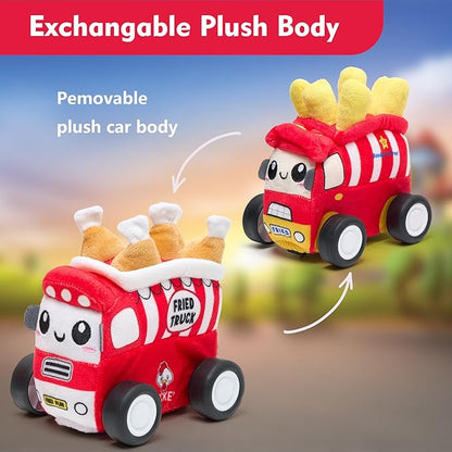 Plush Toy Remote Control Vehicle with 2 Detachable Dolls Kids Electric RC Toy for Boys Girls Ages 2+ Soft Plush &amp Durable Design Suitable for Blocks (Fastfood Truck)
