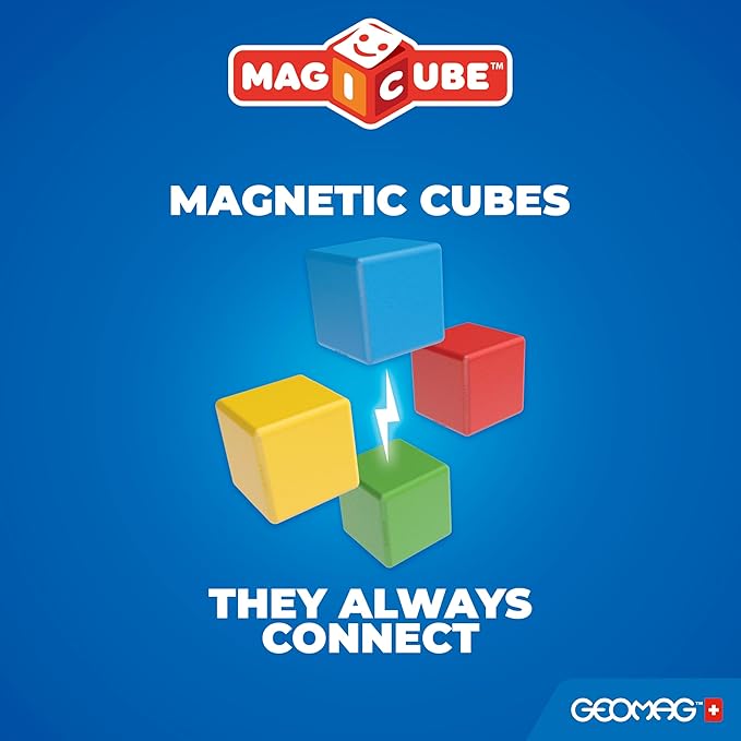 Geomag Magicube Magnetic Building Blocks for Toddlers Ages 1–5 Swiss-Made STEM Toy (24-Piece - Montessori)