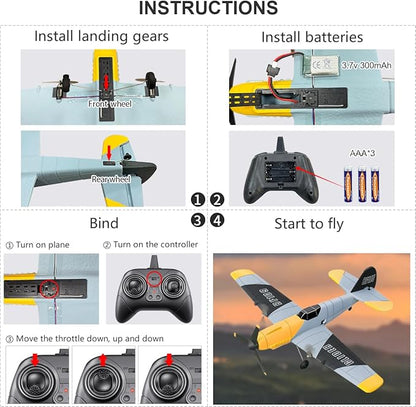 HAWK'S WORK 3 Channel RC Plane BF-109 Remote Control Airplane Ready to Fly 2.4GHz 6-axis Gyro Stabilizer Easy to Fly for Kids &amp Beginners