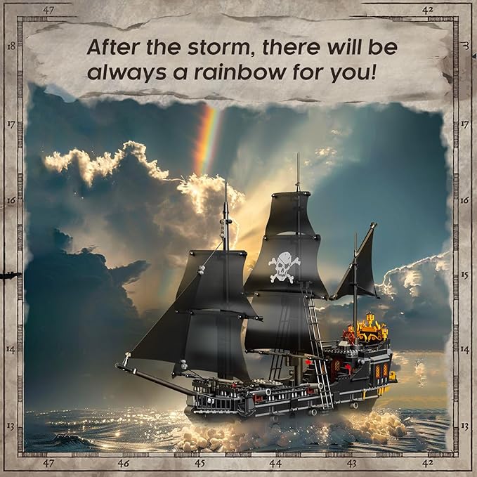 Pirate Ship Building Kit Black Pearl Caribbean Pirate Ship Mini Building Block Sets for Adults Pirate Ship Toys Gift for Kids Boys 8-12 Not Compatible with Lego Pirate Ship Set 1424 PCS
