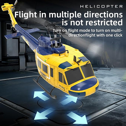 315MM UH-1 Remote Control Helicopter Aircraft for Adults Expert 6CH C032 RC Heli Maintain Altitude Brushless Motor/Optical Flow Positioning/Fly Upside Down 3D Rolling (RTF 2Battery)
