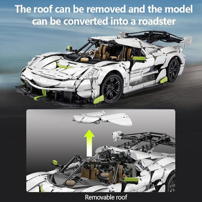 CaDA Master Fantasma Sports Car Building Set C61048W 1:8 Super Cars Brick Kit with 9-Speed Gearbox and Rear Wheel Steering V8 Racing Car Model for Adults Collectors (4346PCS)