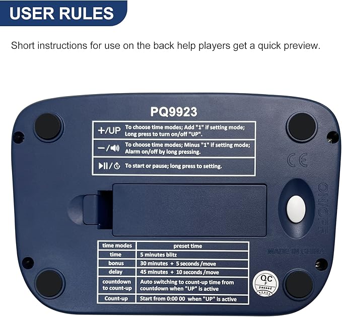LEAP Digital Chess Timer - Professional with Time Bonus and Delay Features Great for Chess I-Go Navy