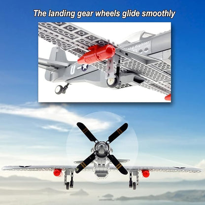 P-51 Mustang Fighter Jets Building Block Set 258 PCS Bomber Airplane Building Toys WW2 Plane Gifts for Adults