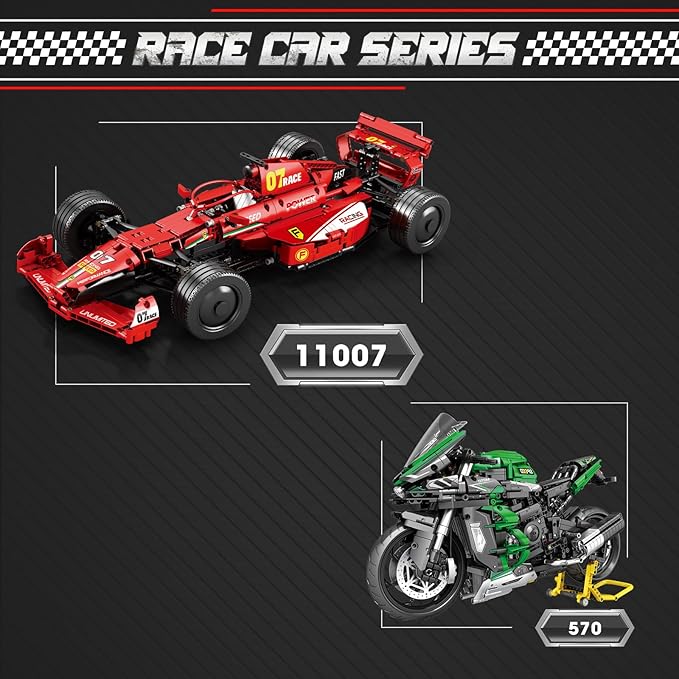 Reobrix F1 Cars Building Sets for Adults Technical Formula 1 Model Car Kits Cool 1:8 Scale Race Car Model Display for Home or Office Decor Collectible Gifts for F1 Fans (928 PCSStatic Version)