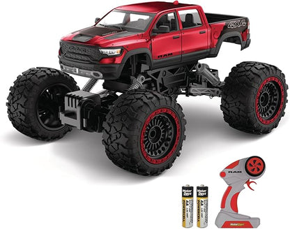 RC 4WD Heavy Metal RAM 1500 Pickup Truck – 1:14 Scale Officially Licensed Stamped Metal Body 4x4 All-Wheel Drive 2.4GHz Full-Function Remote Control Ready-to-Run USB Charging Red