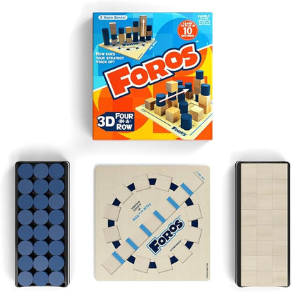 Foros 3D Board Game | Strategic Wooden Game with Unique Play | Family Game for Kids &amp Adults | Fun Entertainment for Game Night | Fast Paced Easy to Learn Multiplayer | MESH Accredited Award Win