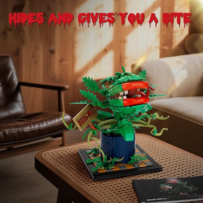 Horrors Piranha Plant Building Block Set (838pcs) Compatible with Lego Audrey 2 Movable Design &amp Feed Me! SignWicked Style Decor Gift for Adult Kids 8-14 &amp Tv Film Fans for Halloween/Chri
