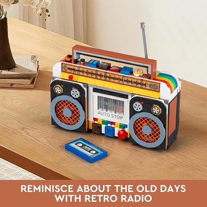 Retro Radio Classic Series Building Blocks Set Collectible Vintage Music Player Display Mini Model Kit Creative Gift Toys for Adults Teens 14+ (554 Pieces)